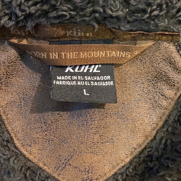 Kuhl womens Large two toned brown zip up fleece jacket with hidden hood - Picture 4 of 4